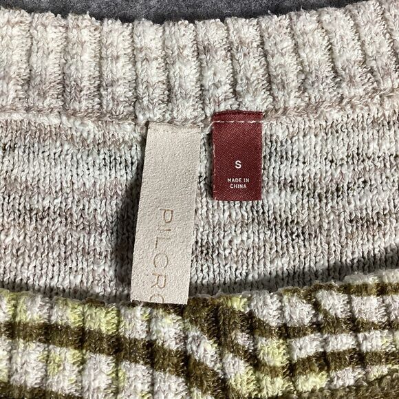 Pilcro Anthropologie Yellow Floral Print Size Small Ribbed Cuff Pullover Sweater - Picture 13 of 14